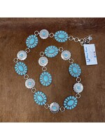 Turquoise Floral and Silver Concho Belt - Plus