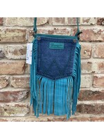 Wrangler Denim Pocket Leather Crossbody-Turquoise