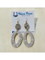 Pearl Marble Oval Earrings