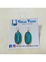 Teal Glitter Hex Earrings