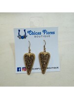 Gold Rhinestone Heart Earrings