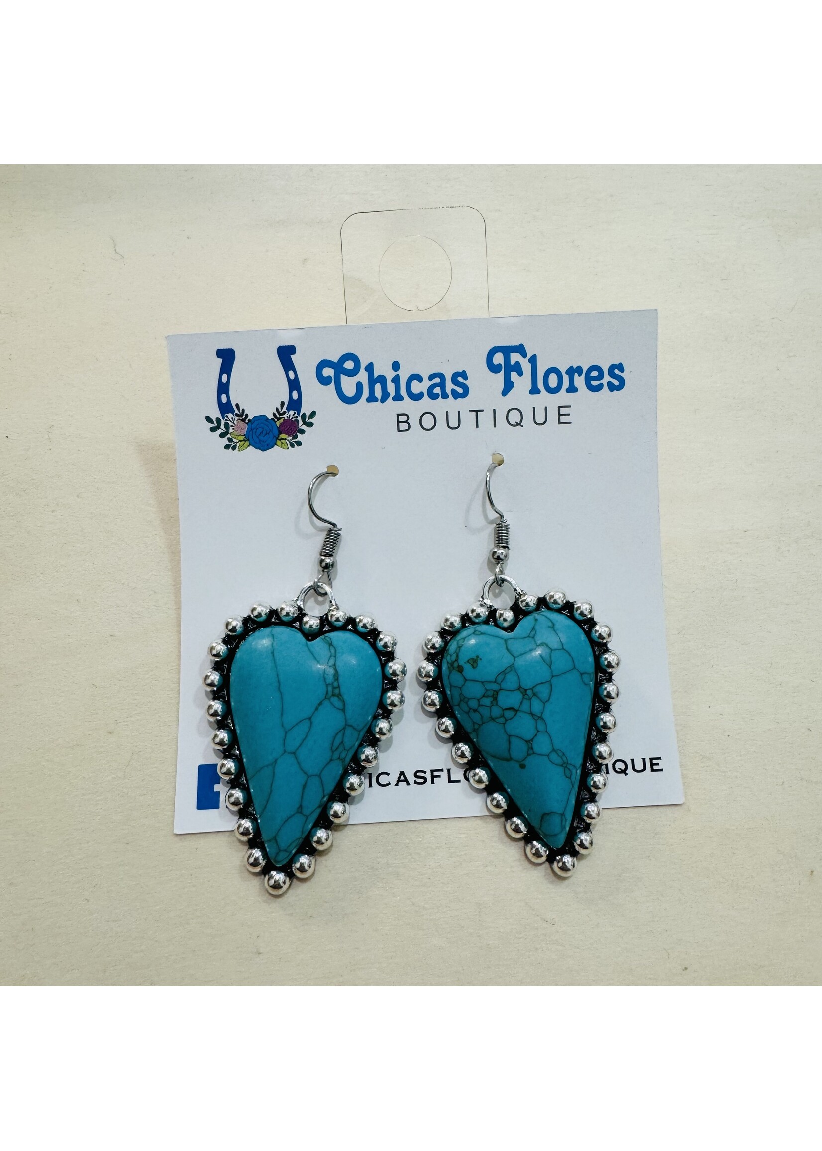 Turquoise Stone Heart Earrings