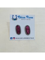 Pink Glitter Hex Studs