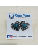 Silver Heart Turquoise Stone Studs