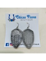 Filigree Shield Silver Earrings