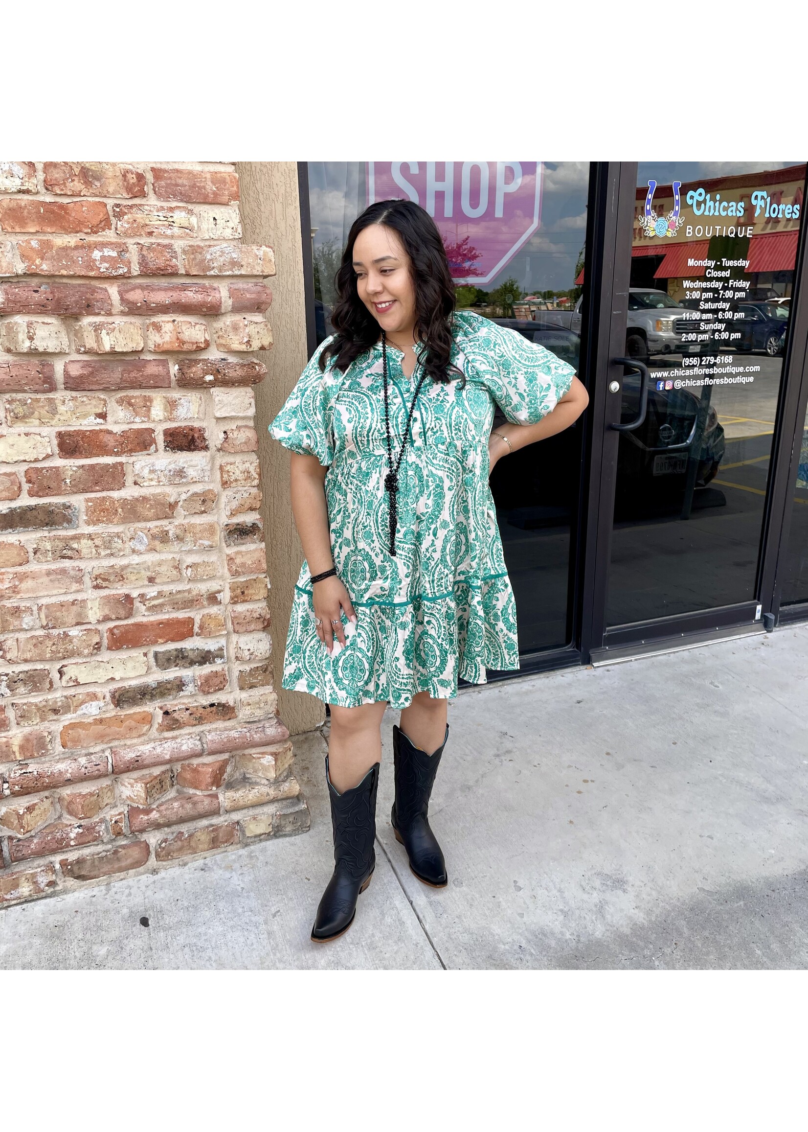 Teal Green Satin Dress