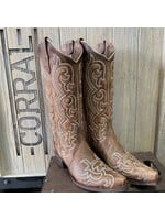 Ladies Brown Embroidery Boots