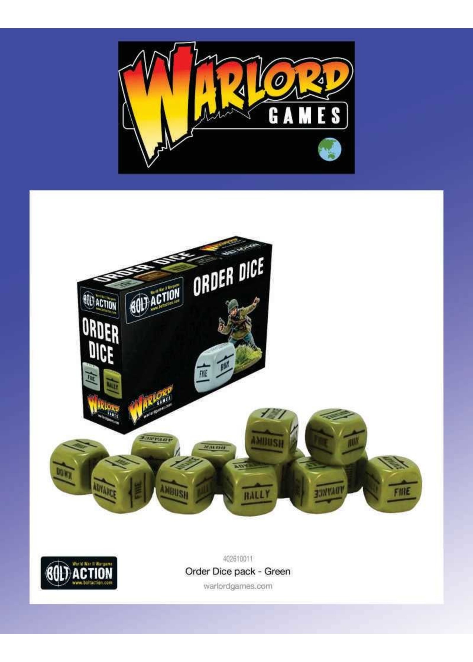 Warlord Games Bolt Action Order Dice - Green
