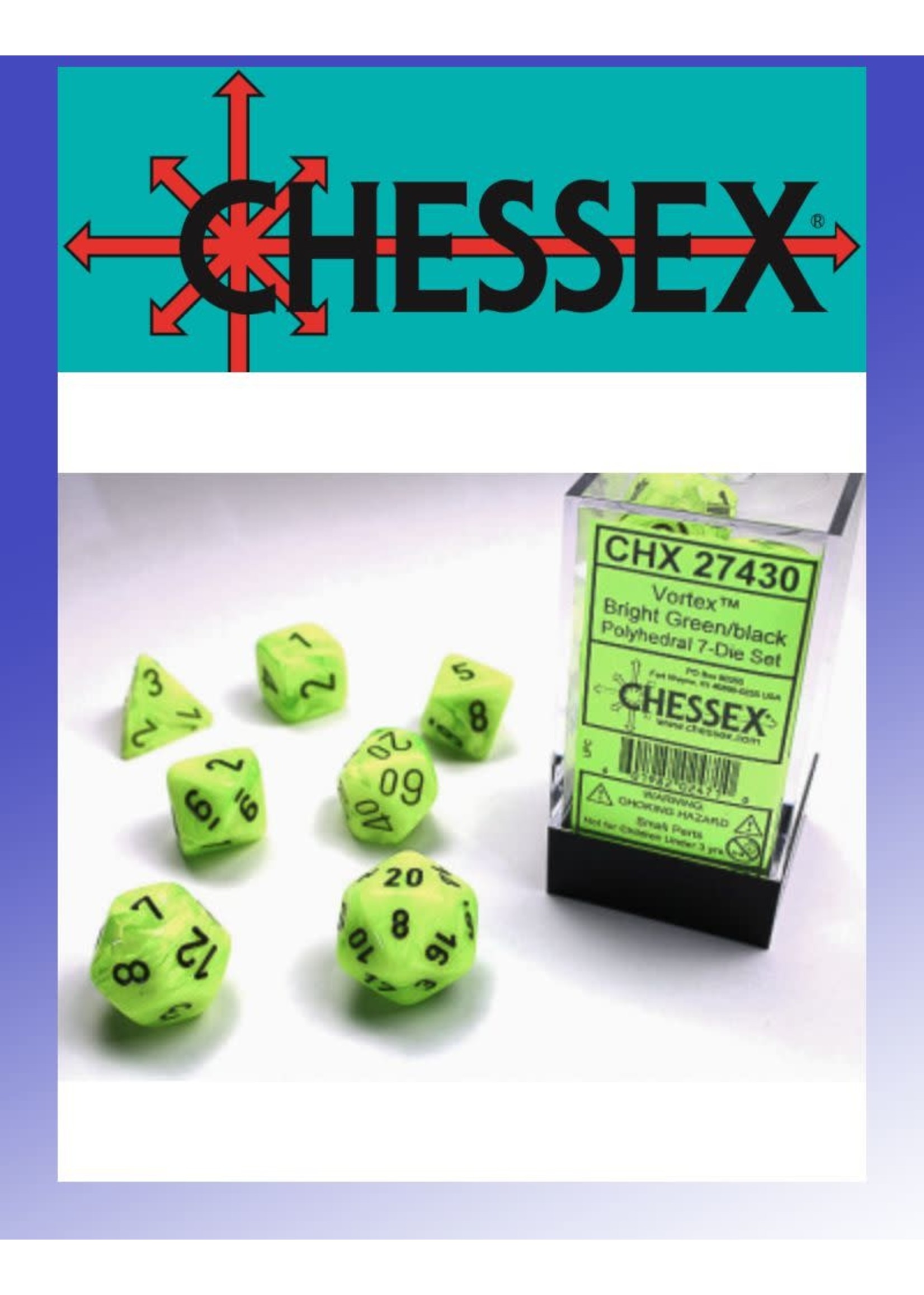 Chessex Chessex Vortex Polyhedral Bright Green/Black