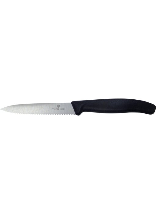 Couteau dentelé noir -  10 cm. 4" - Victorinox