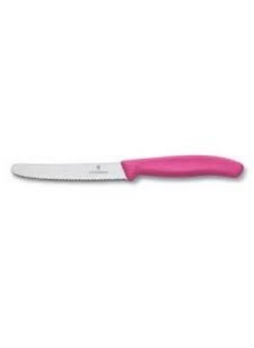 Couteau dentelé bout rond rose - 11 cm - Victorinox