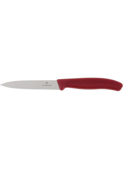 Couteau rouge - lame dentelée  - 10 cm - Victorinox