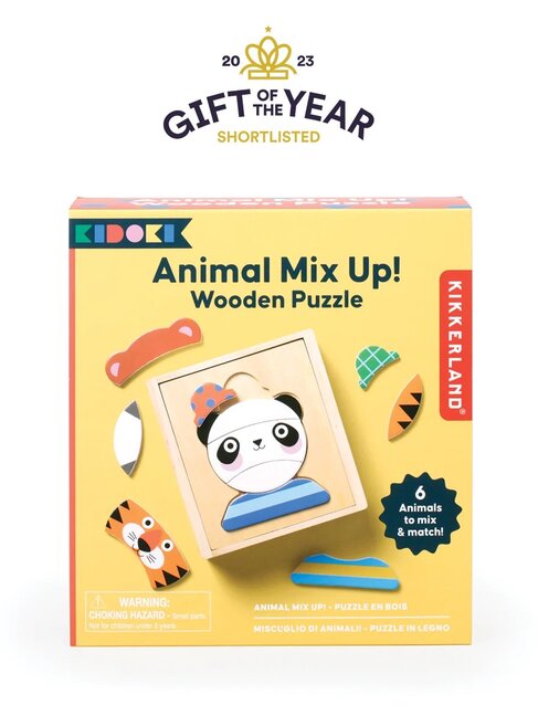 KIKKERLAND Animal Mix-Up Wooden Puzzle
