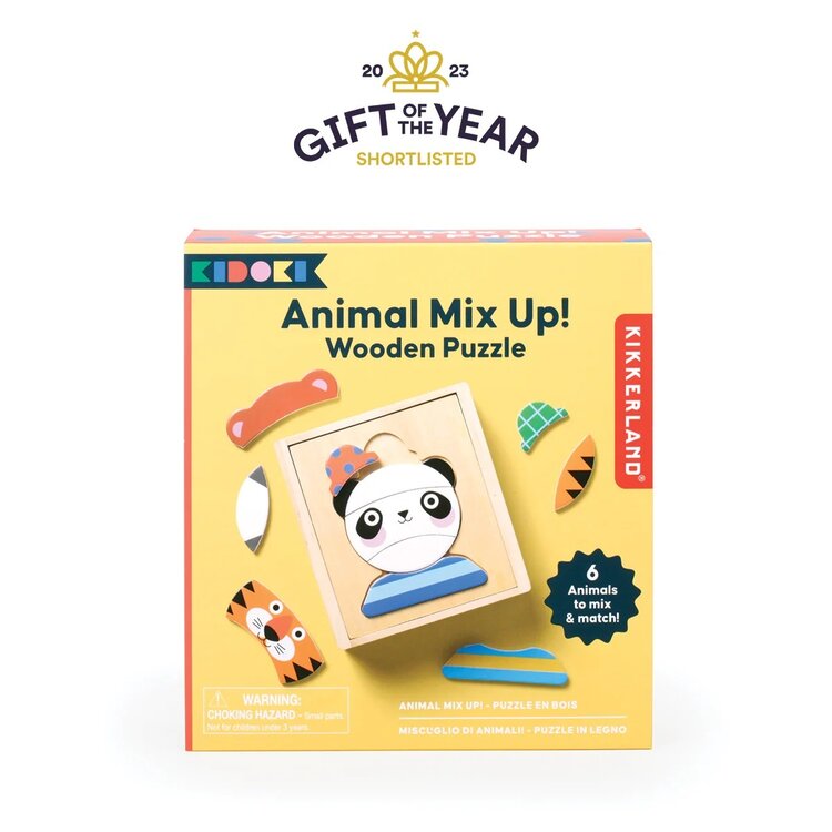 KIKKERLAND Animal Mix-Up Wooden Puzzle