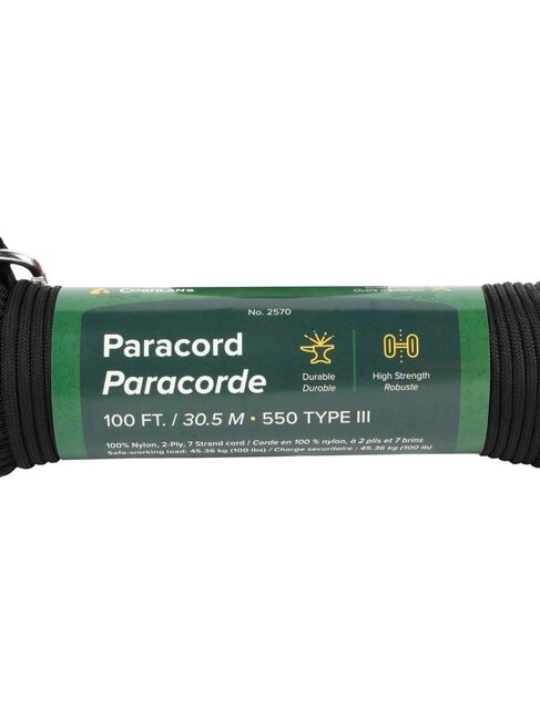 Coghlans Black Paracord 100'
