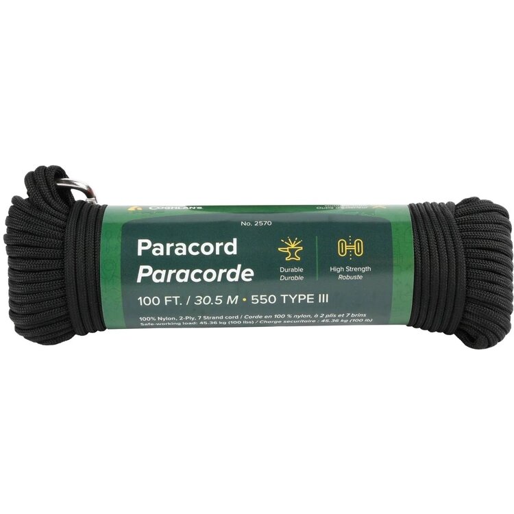 Coghlans Black Paracord 100'