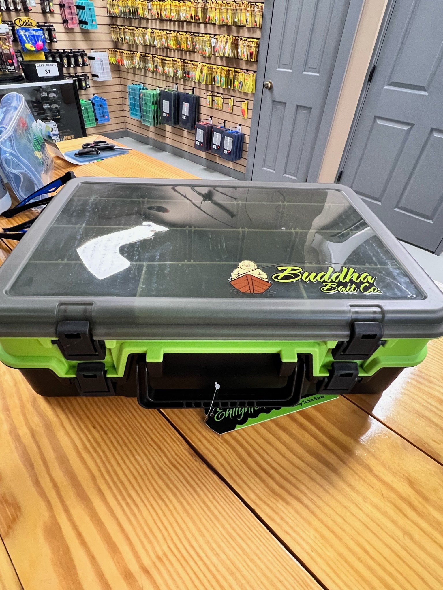 BUDDHA BAIT CO TACKLE BOX BLK/GRN Rugged Shoal Outfitters