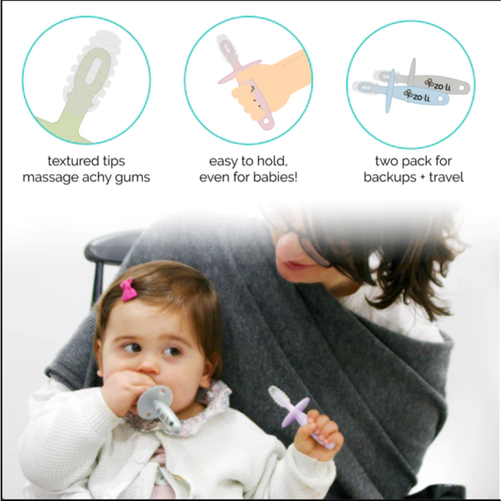 ZOLI CHUBBY GUMMY TEETHER 2 PACK