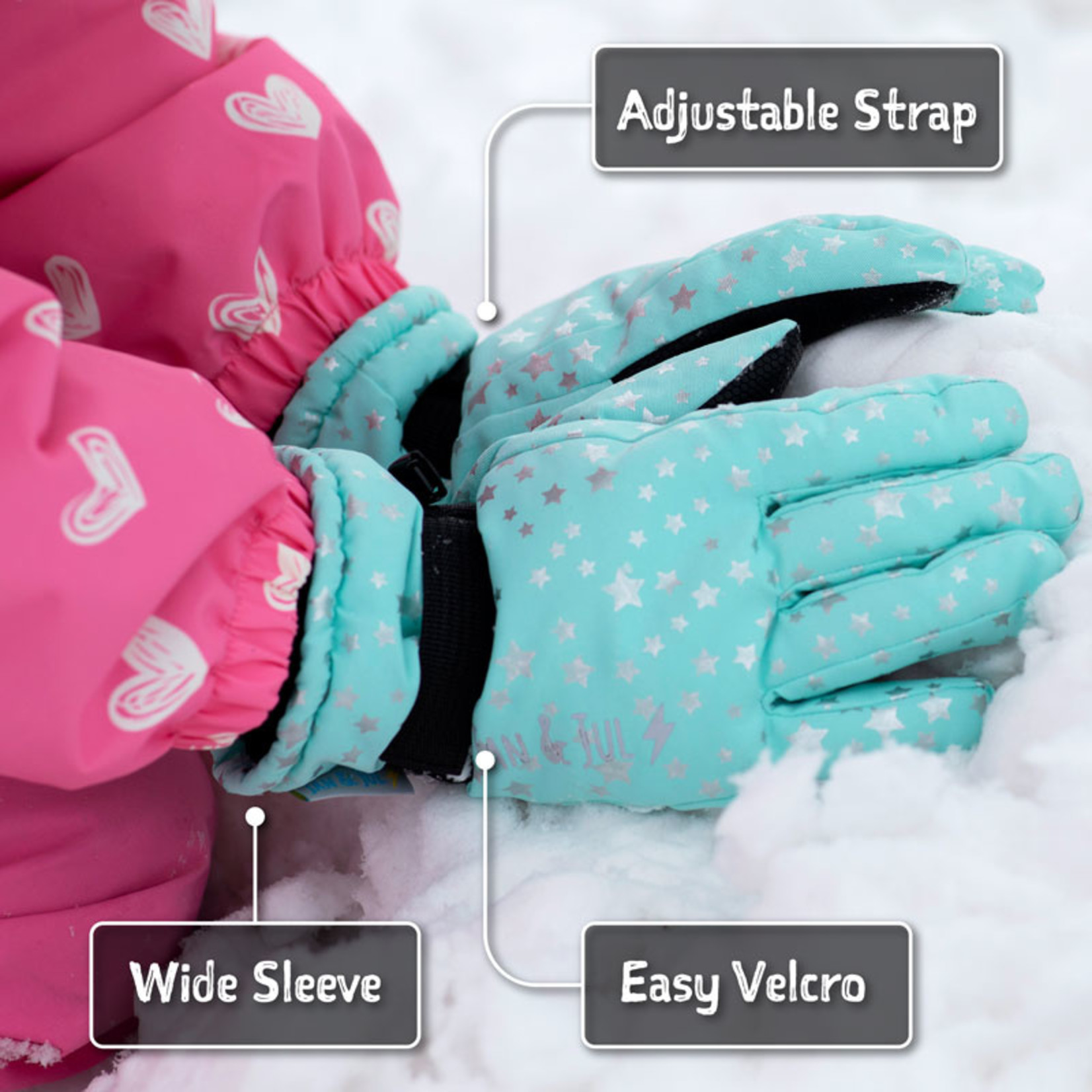 Kids Unicorn Snow Gloves Waterproof, Lovely Ski Glove Warmers For