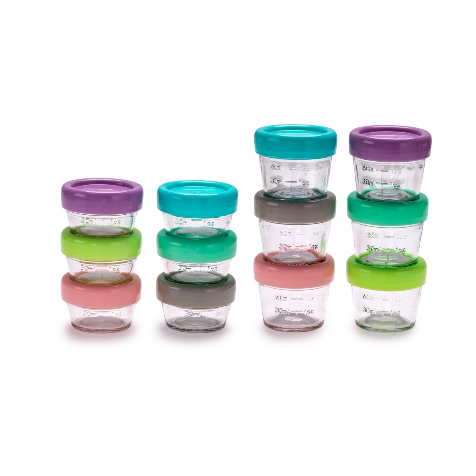 MELLI MELII GLASS FOOD STORAGE CONTAINERS 2oz & 4oz - SET OF 12