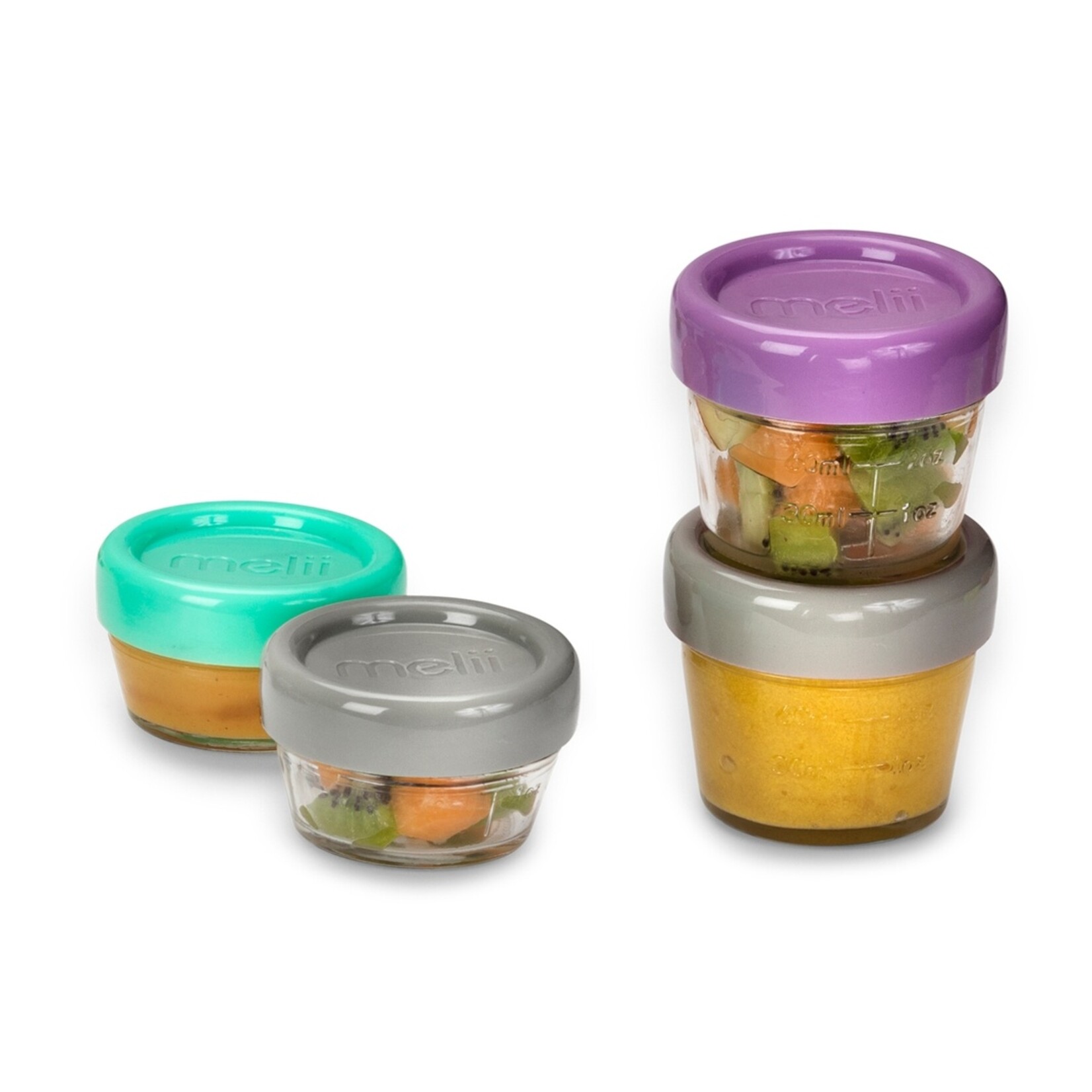 MELLI MELII GLASS FOOD STORAGE CONTAINERS 2oz & 4oz - SET OF 12