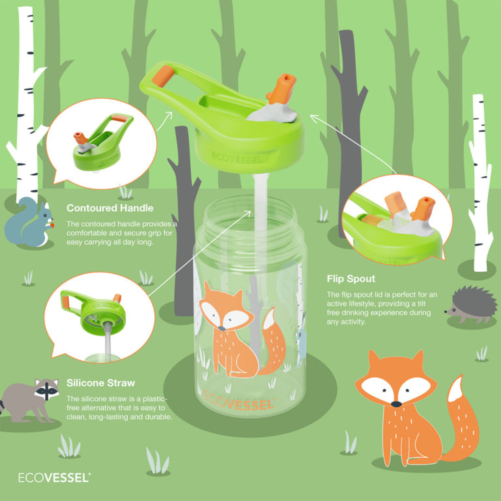 ECOVESSEL ECOVESSEL SPLASH KIDS WATER BOTTLE 12OZ