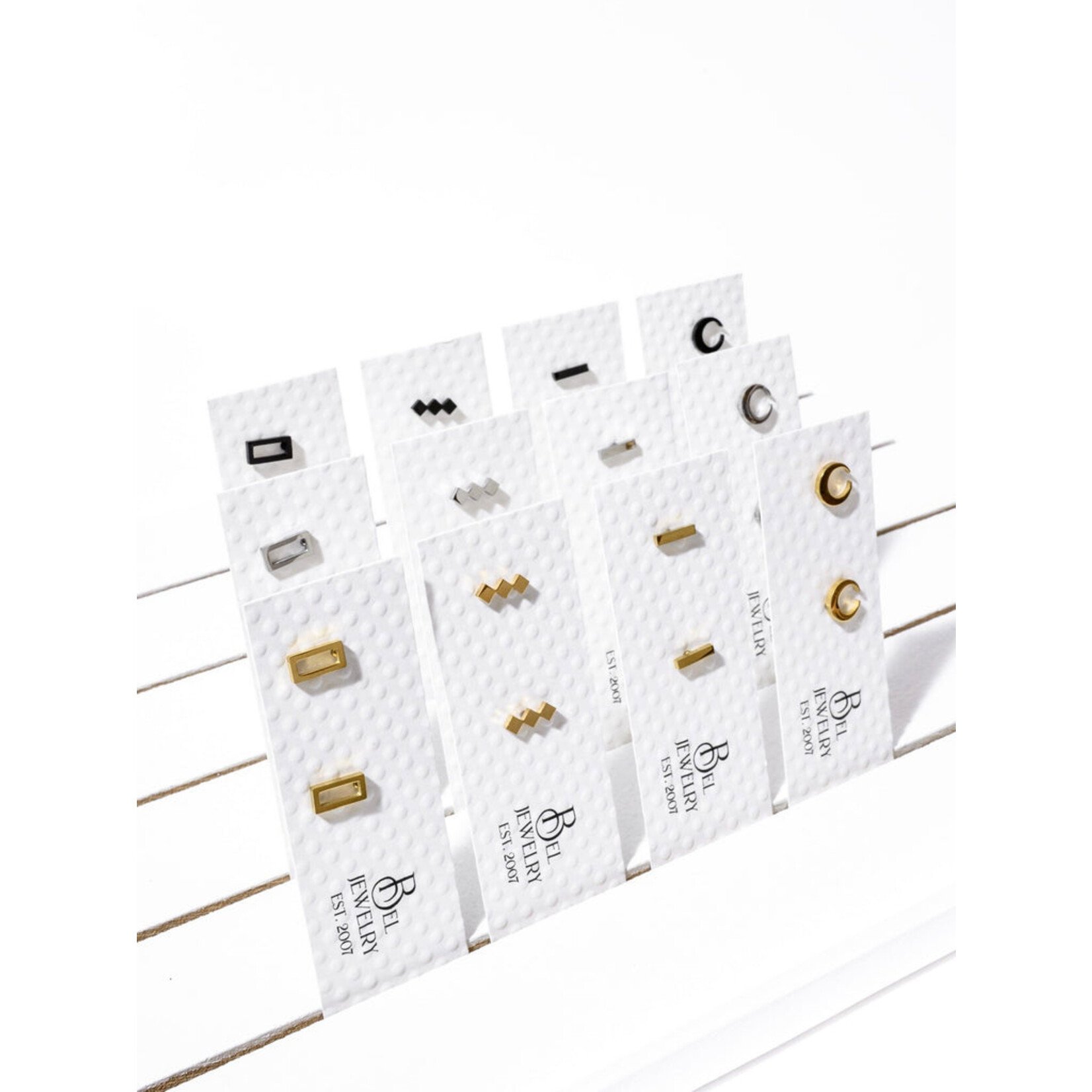 BEL JEWLERY BEL JEWELRY SIMPLE SHAPES STAINLESS STEEL STUD EARRINGS