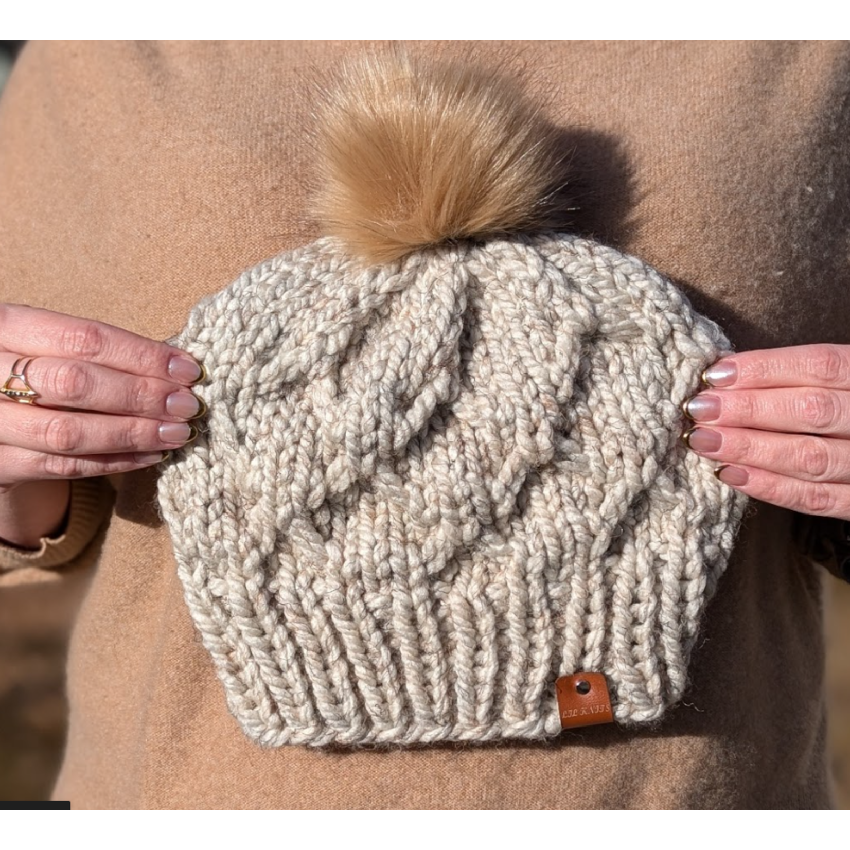 LIL' KNITS LIL KNITS CHUNKY KNIT HONEYCOMB TOQUE  with POM POM- ADULT