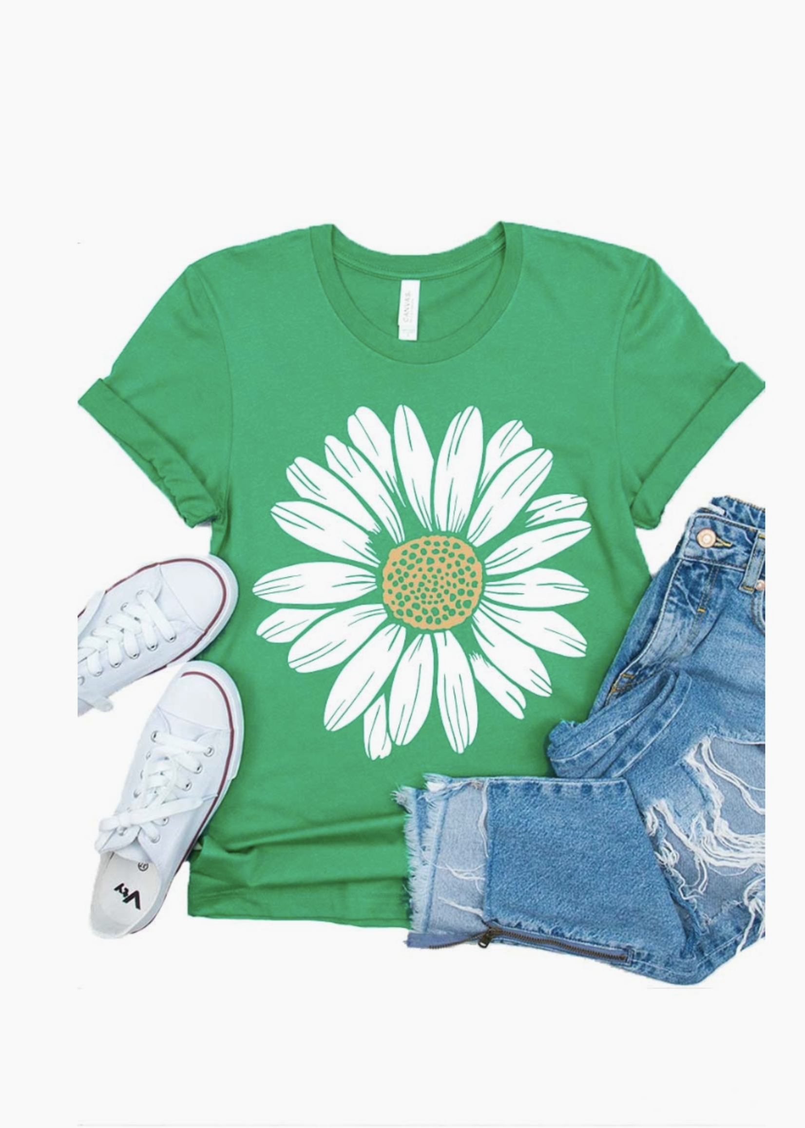 Kids By Kissed Apparel Daisy Kids Graphic Tee- Kelly Green