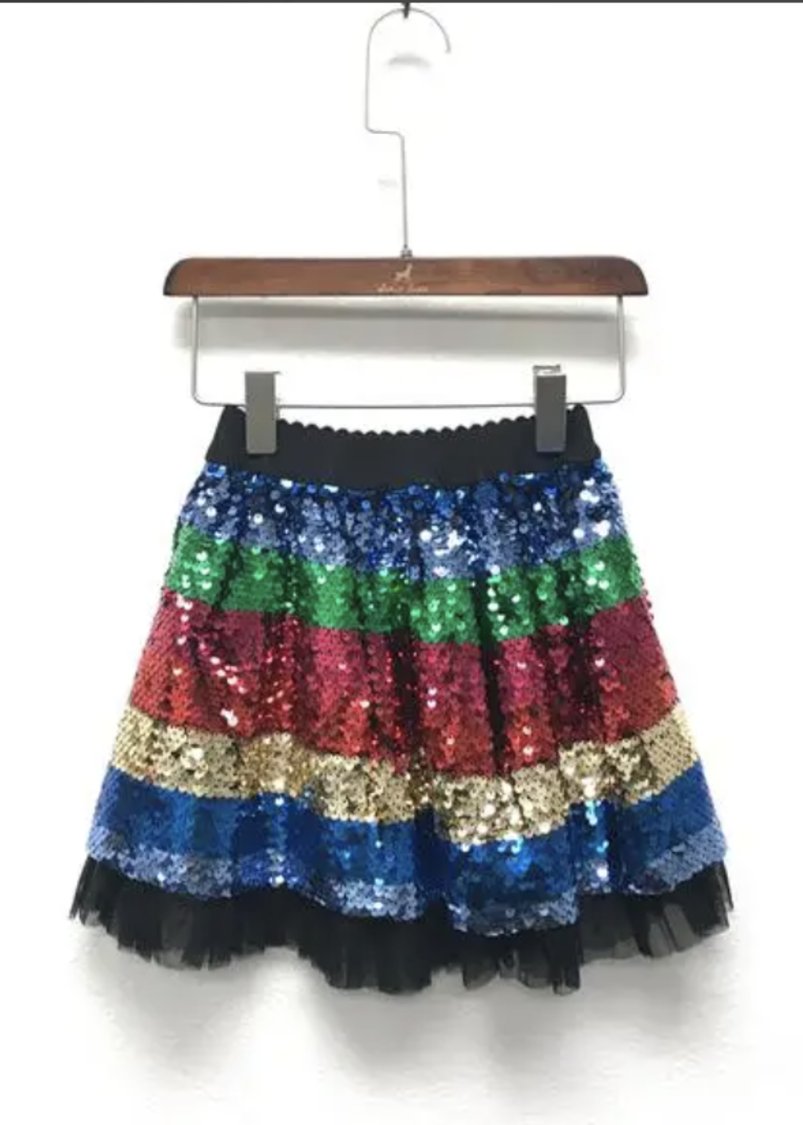 Doe a dear Multi Colored Sequin Stripe Skirt