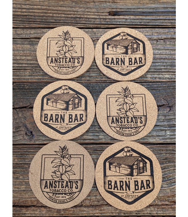 Anstead's Tobacco Co. 4" Cork Coasters (Pack of 6)