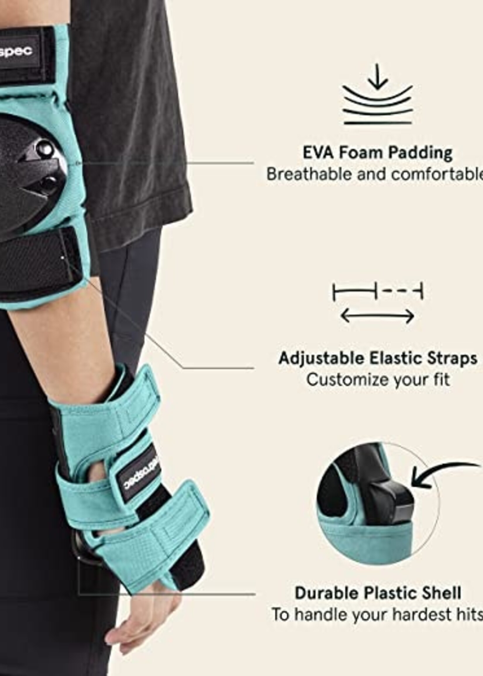 Retrospec Multi-Sport Protective Pad Set 2021 - Spring Mint - 3 Adult (Fits Most)