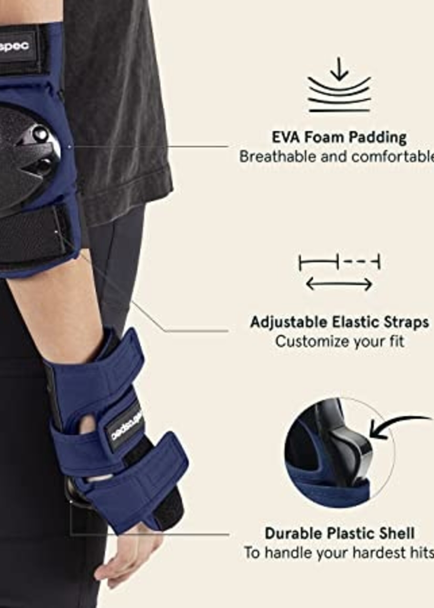 Retrospec Multi-Sport Protective Pad Set 2021 - MIdnight - 3 Adult (Fits Most)