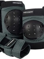 Retrospec Skate, don’t scrape  Get to know your pad set Protect Knee and Elbow Pads w/ Wrist Guards | Black  3 Sizes  Child, Youth, Adult  EVA Foam Padding  Breathable and comfortable  Durable Plastic Shell  To handle your hardest hits  Adjustable Elastic Straps  C