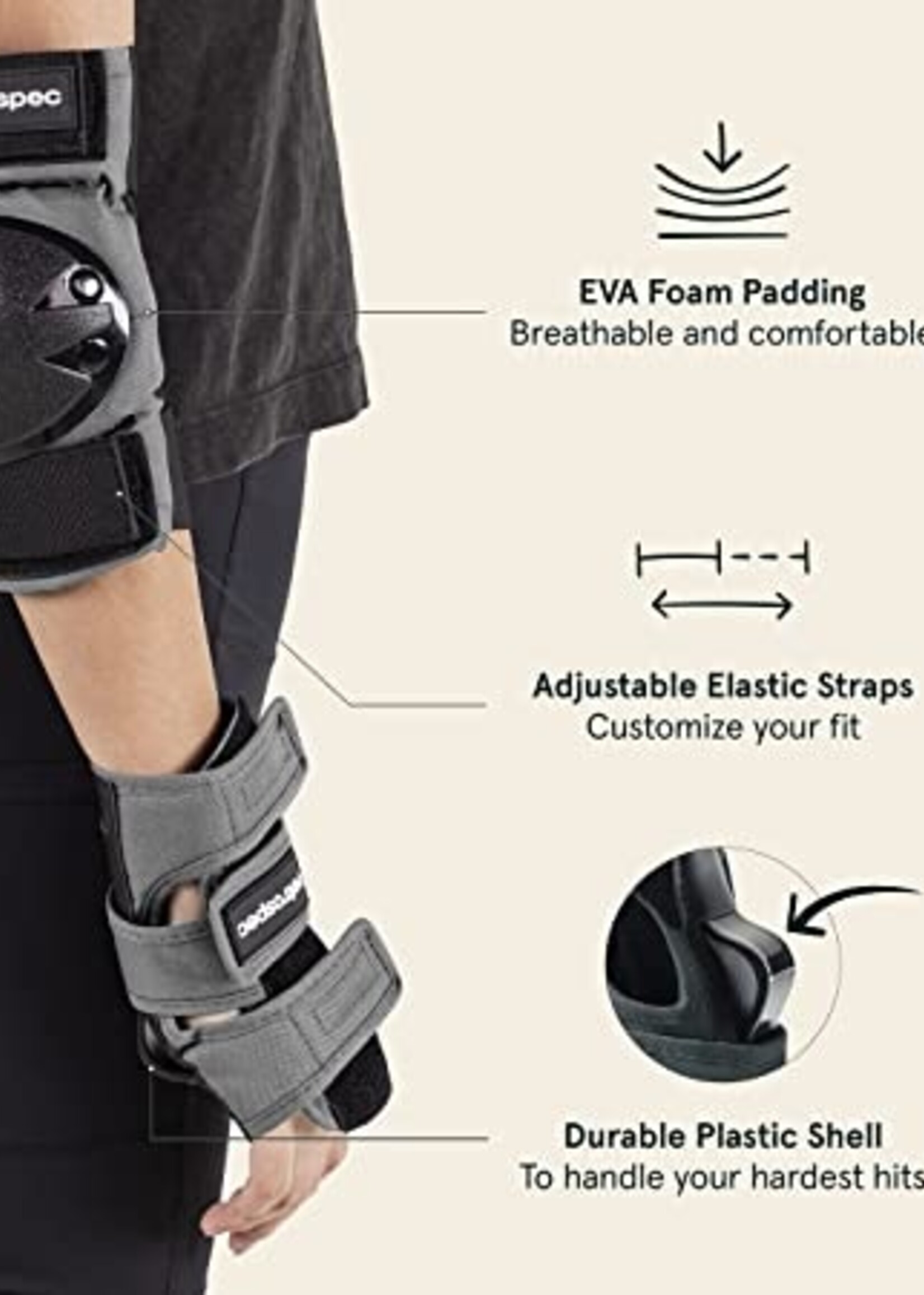 Retrospec Multi-Sport Protective Pad Set 2021 - Graphite - 3 Adult (Fits Most)