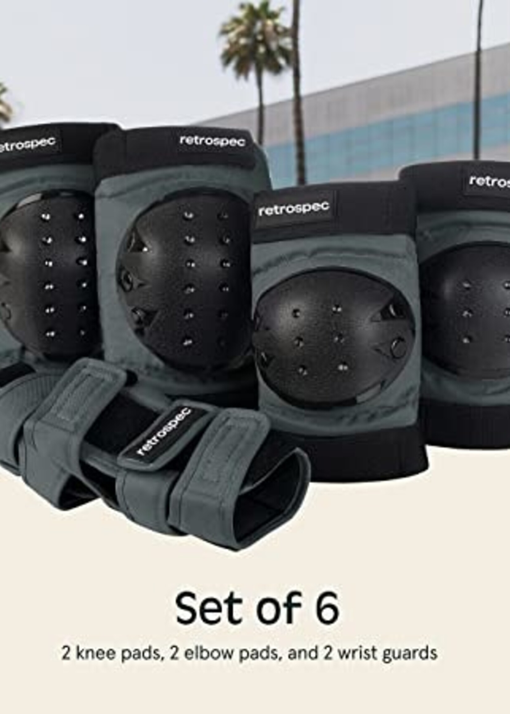 Retrospec Multi-Sport Protective Pad Set 2021 - Graphite - 3 Adult (Fits Most)