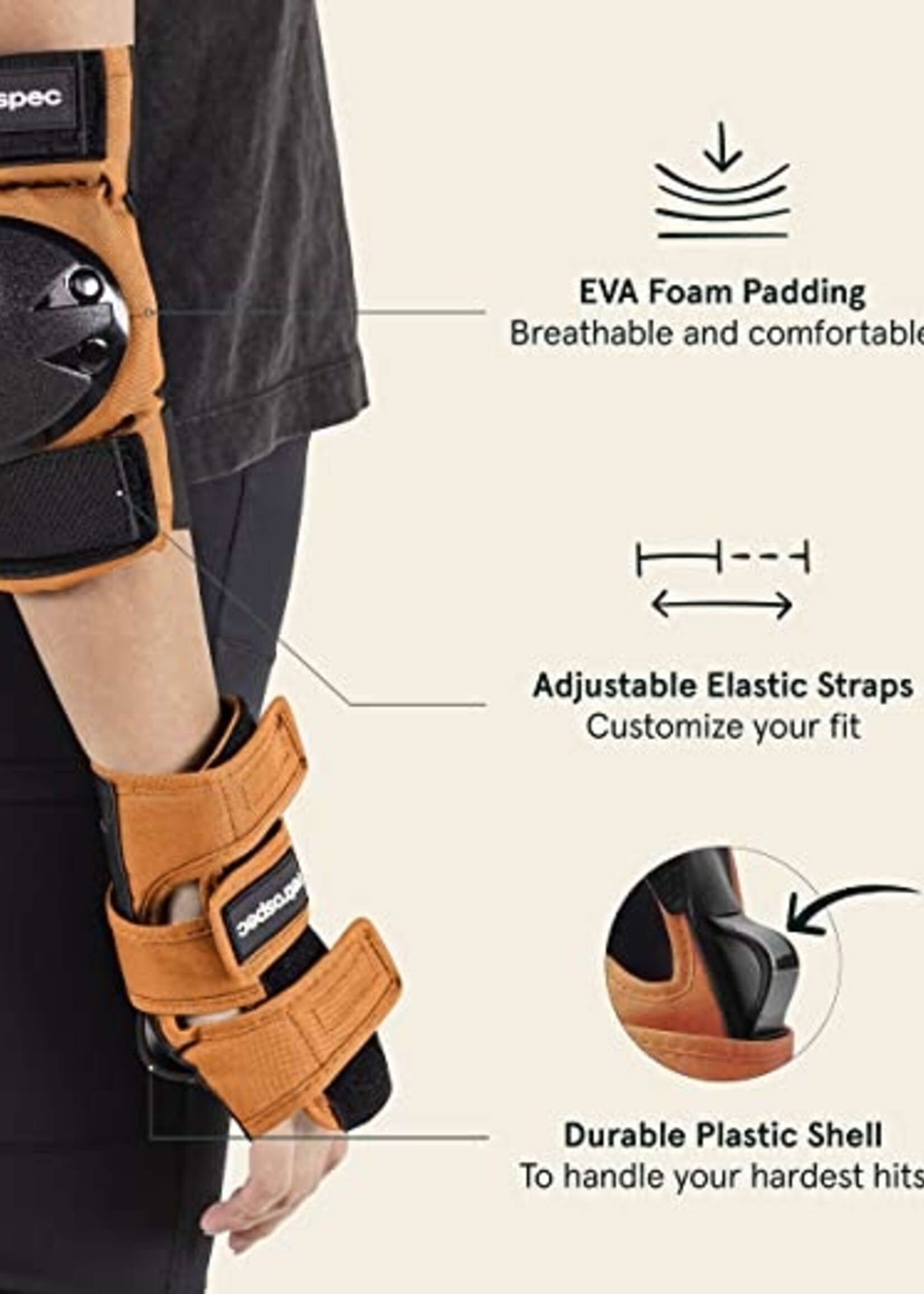 Retrospec Multi-Sport Protective Pad Set 2021 - Desert Orange - 3 Adult (Fits Most)