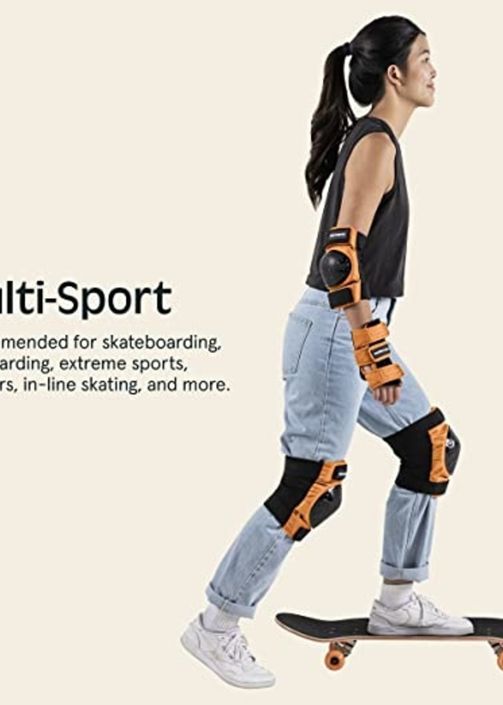 Retrospec Multi-Sport Protective Pad Set 2021 - Desert Orange - 3 Adult (Fits Most)