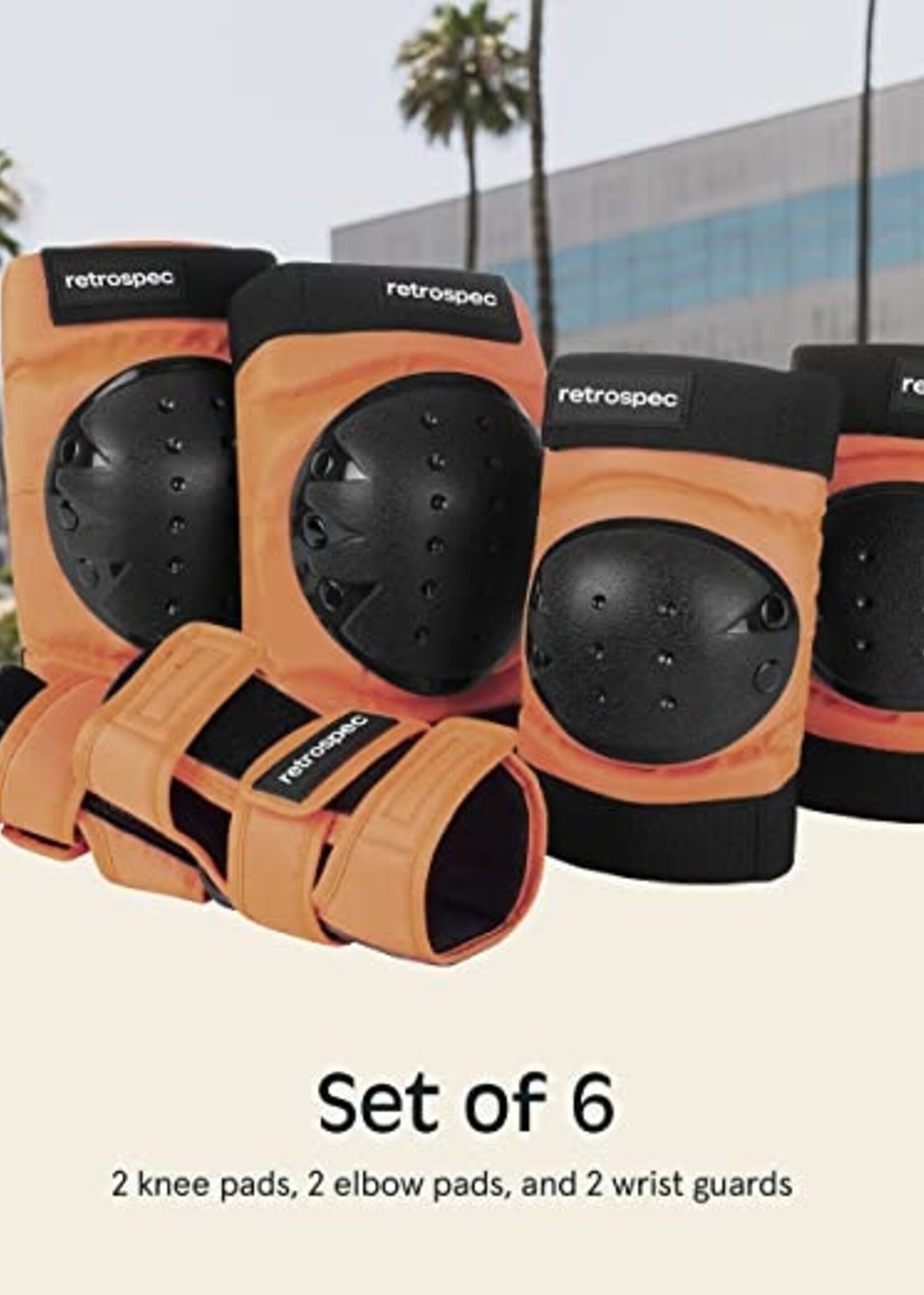 Retrospec Multi-Sport Protective Pad Set 2021 - Desert Orange - 3 Adult (Fits Most)