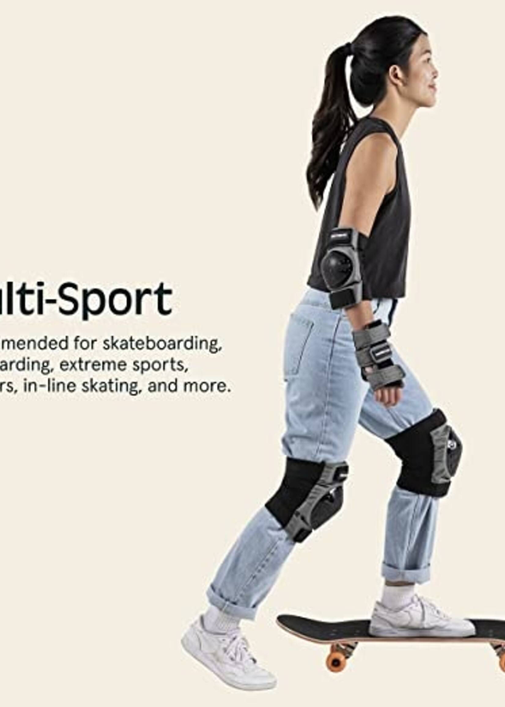 Retrospec Multi-Sport Protective Pad Set  - Gray - 2 Youth (10-14yrs)