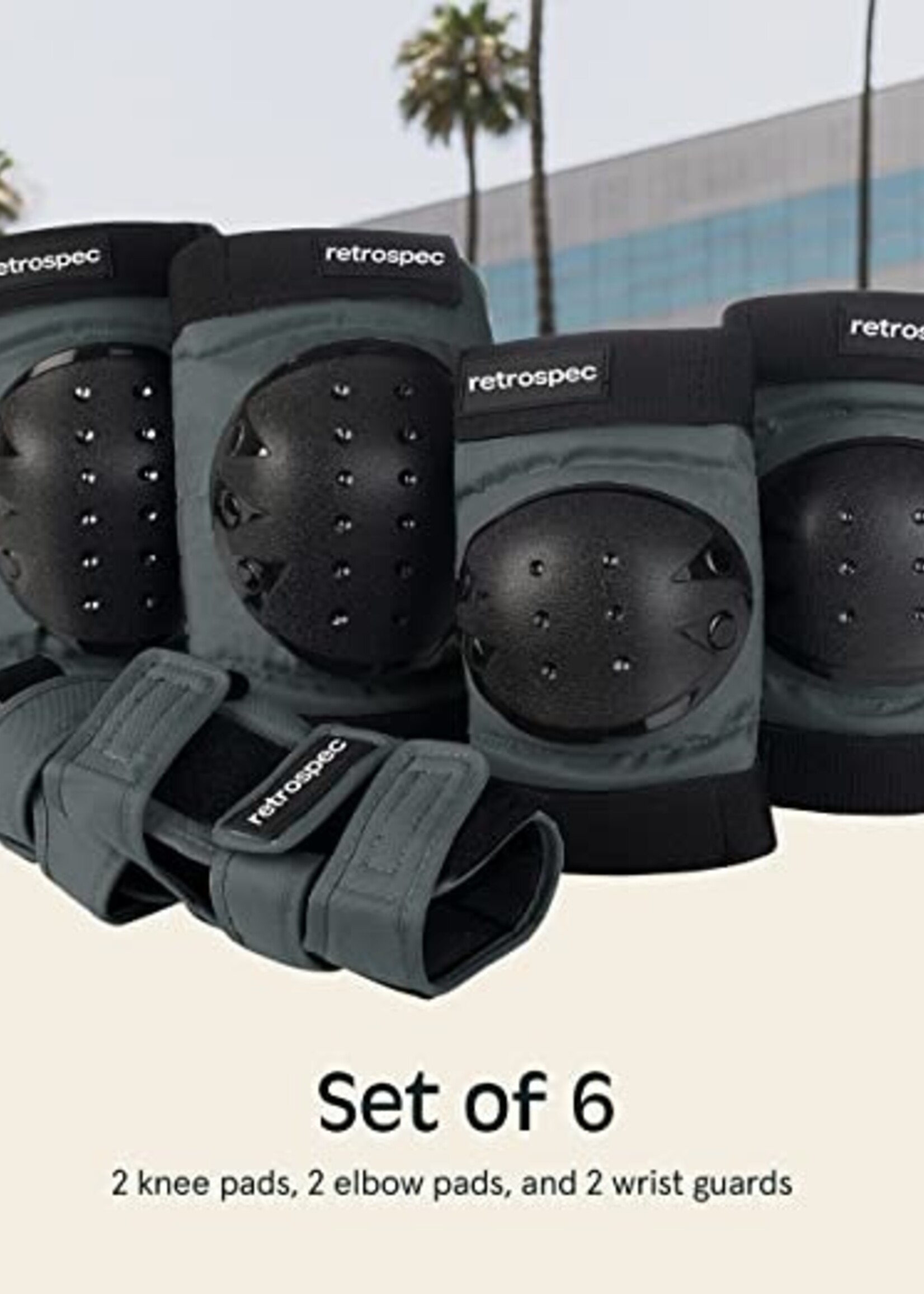 Retrospec Multi-Sport Protective Pad Set  - Gray - 2 Youth (10-14yrs)