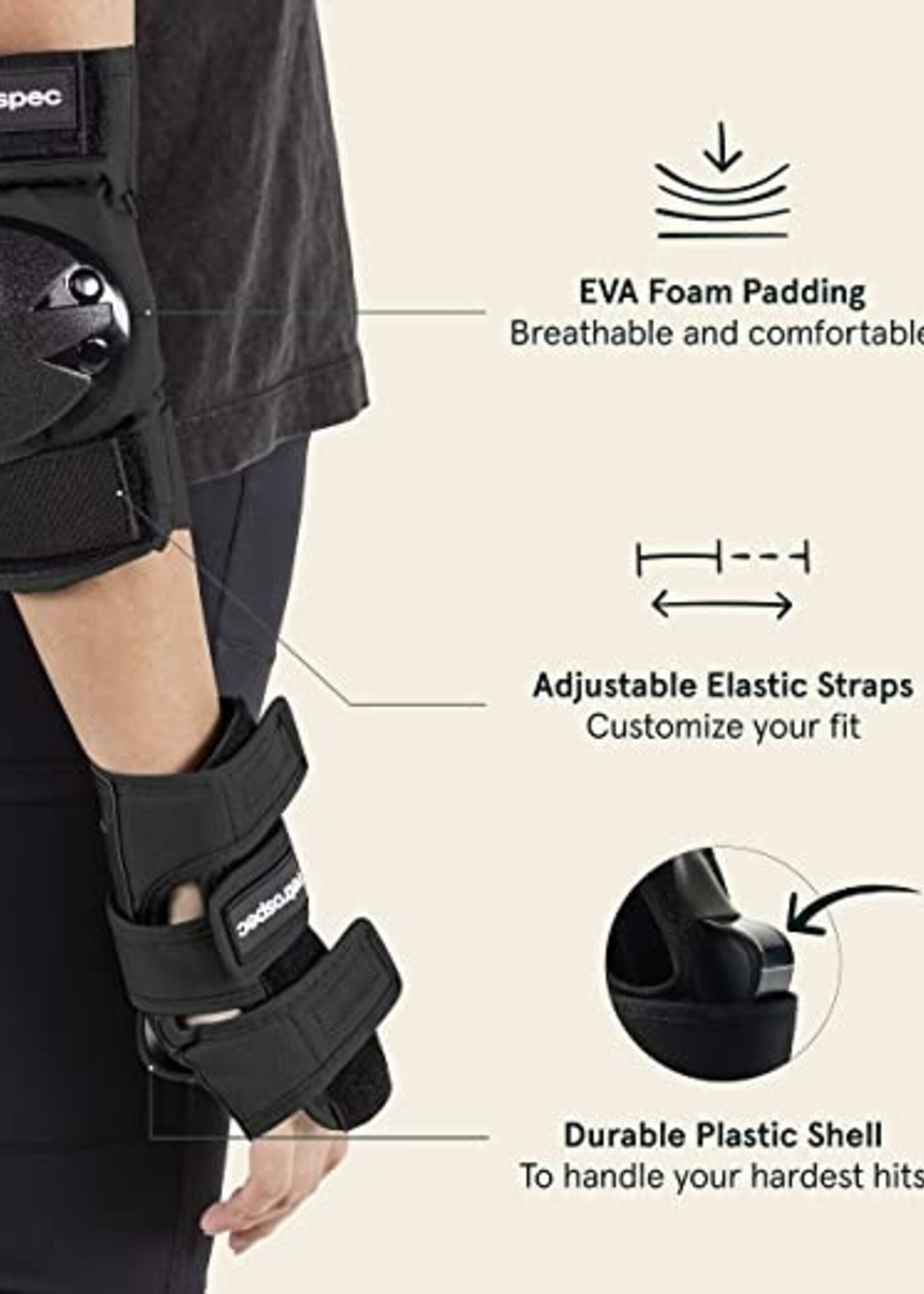 Retrospec Multi-Sport Protective Pad Set  - Black - 3 Adult (Fits Most)