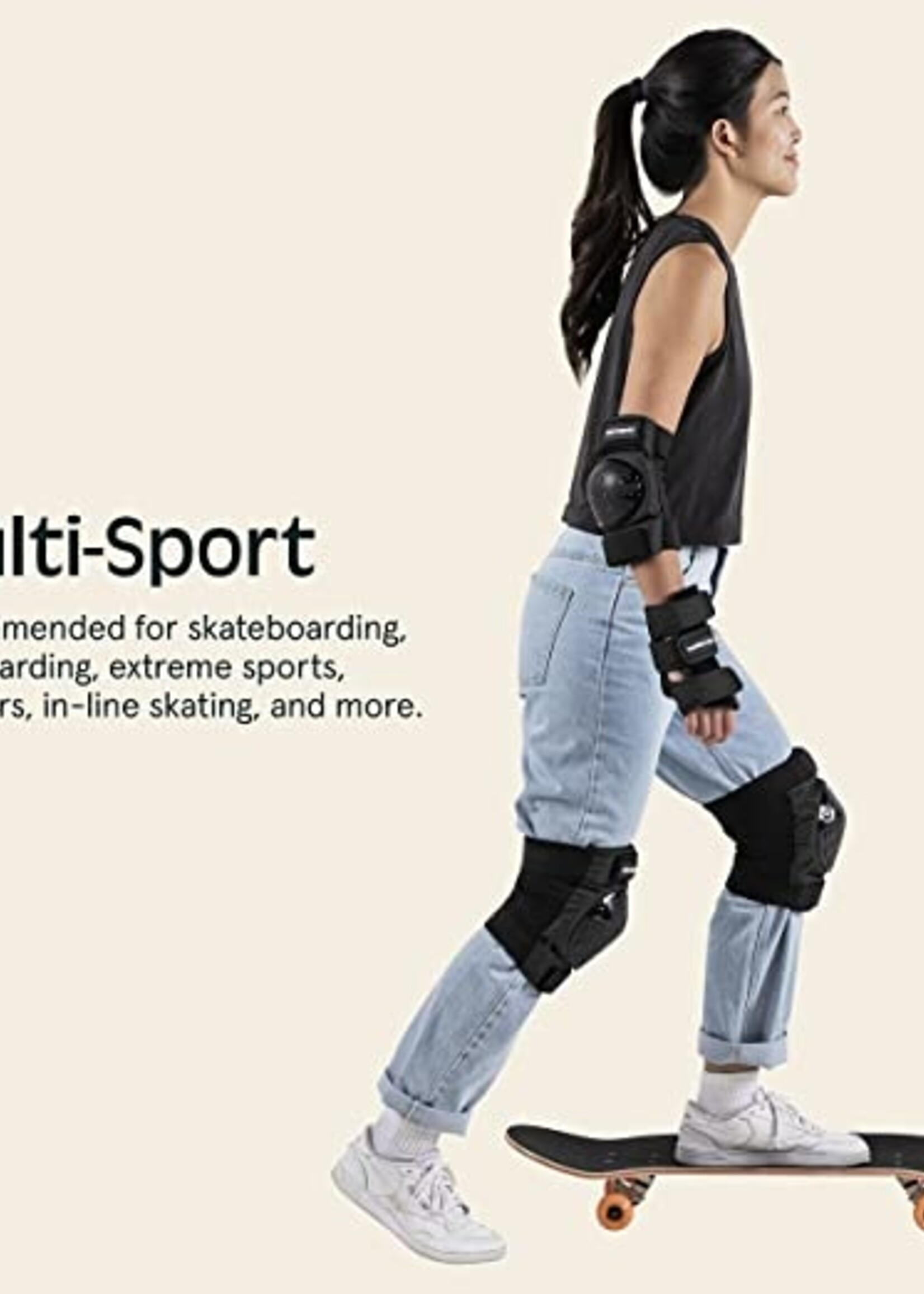 Retrospec Multi-Sport Protective Pad Set  - Black - 3 Adult (Fits Most)