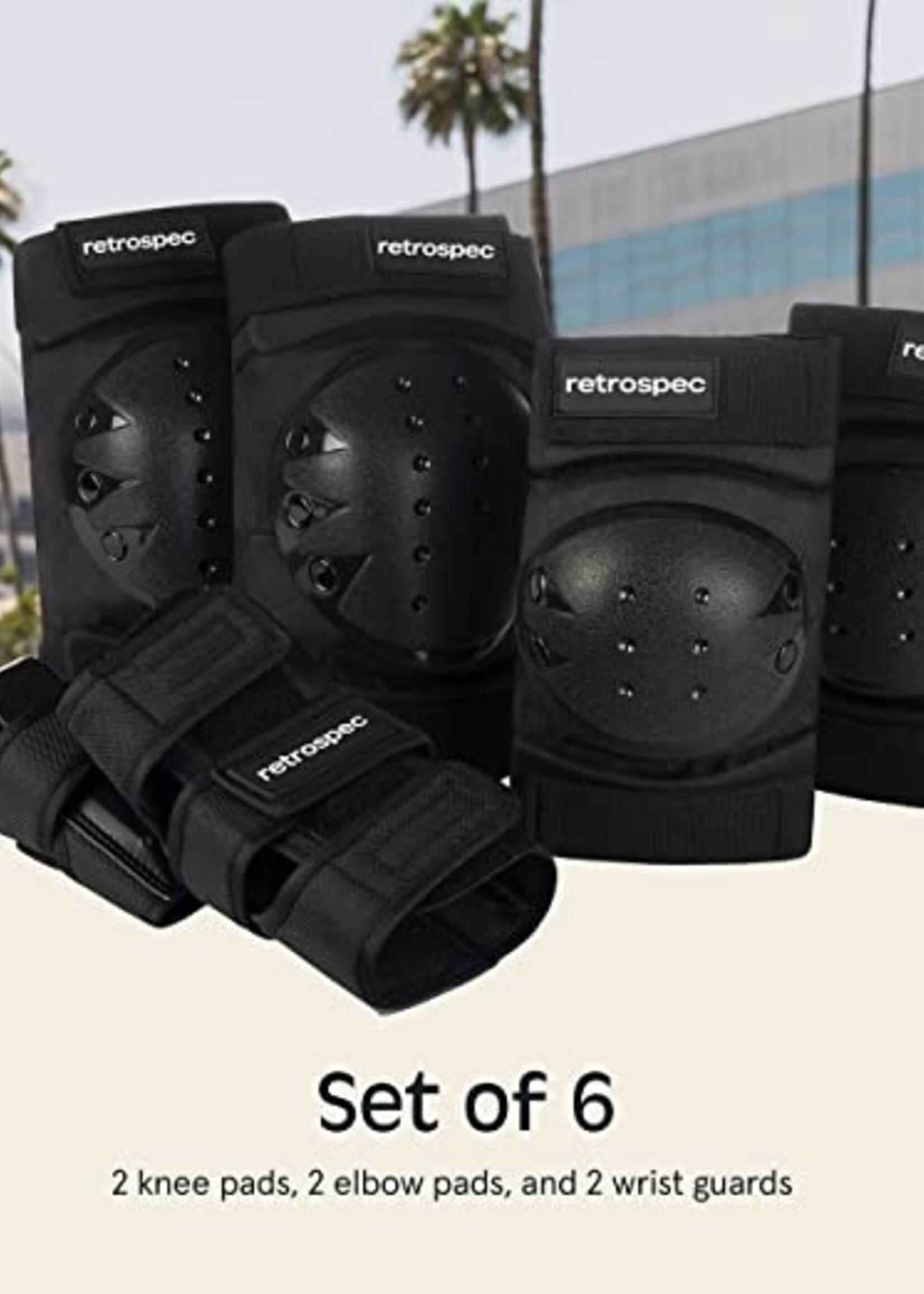 Retrospec Multi-Sport Protective Pad Set  - Black - 3 Adult (Fits Most)