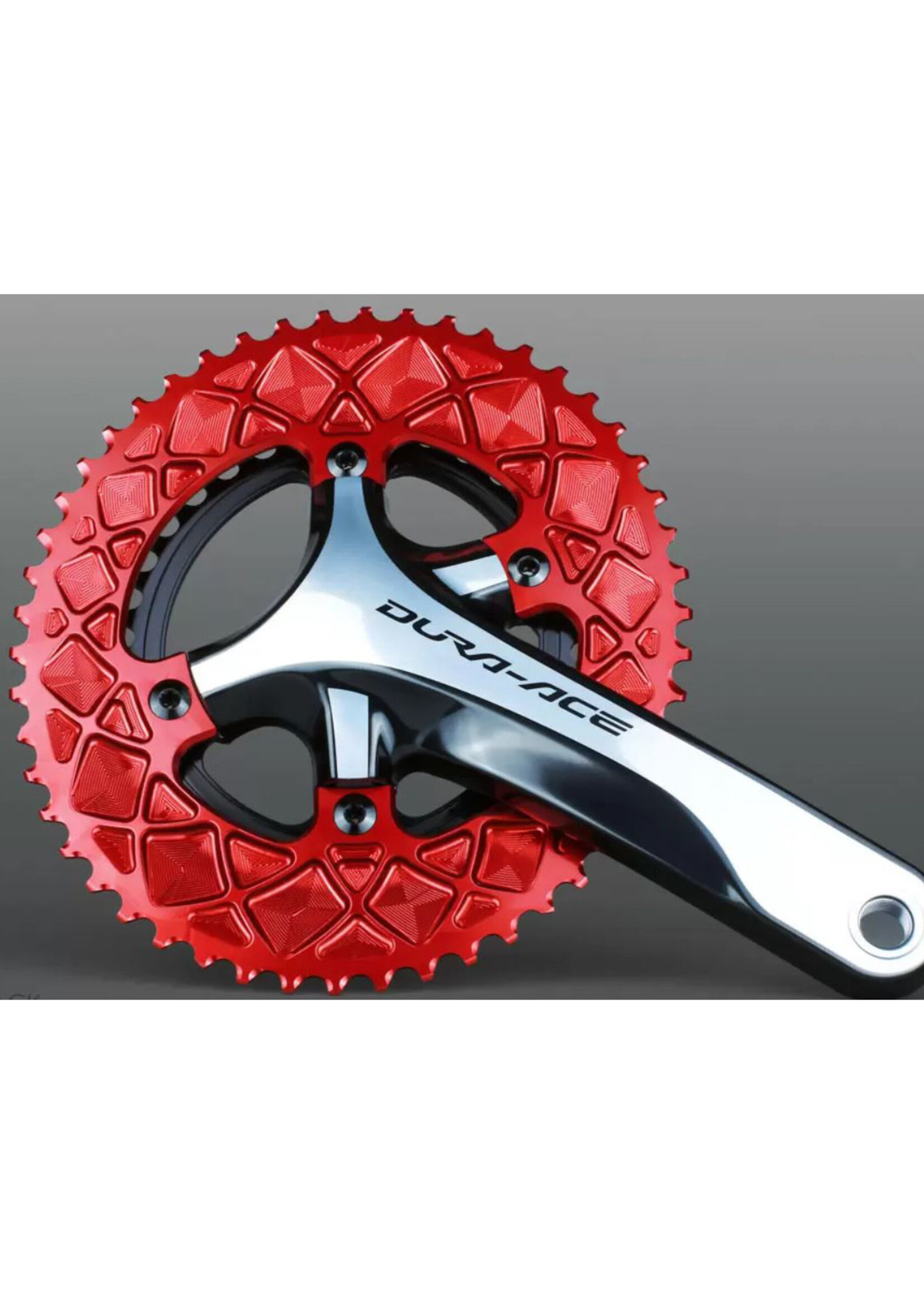 Absolute Black Premium Oval Road Chainring, 4x110BCD 50T - Red NLS