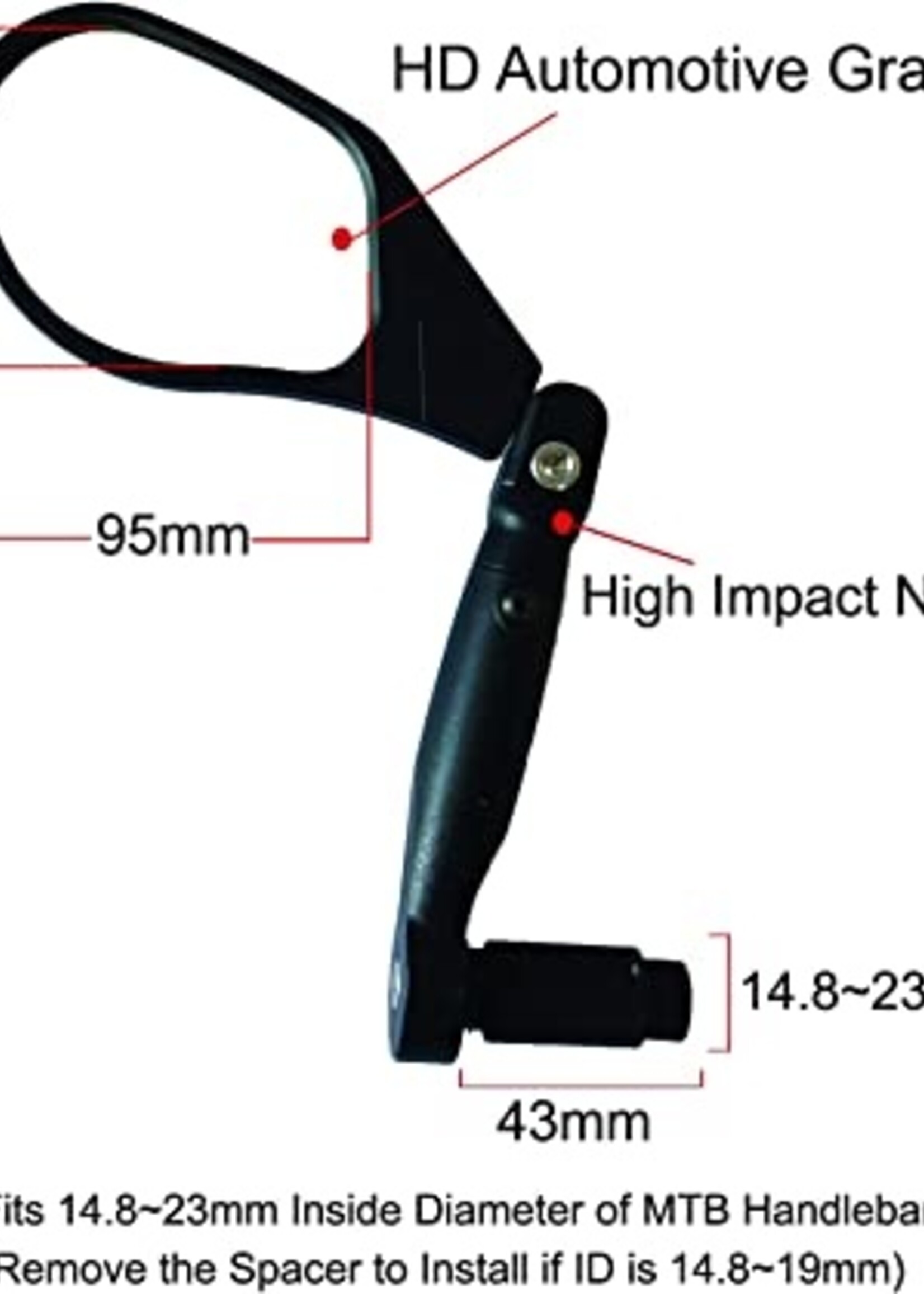 HF-M903LS-FR05 HD GLASS LENS RISE BAR END MIRROR