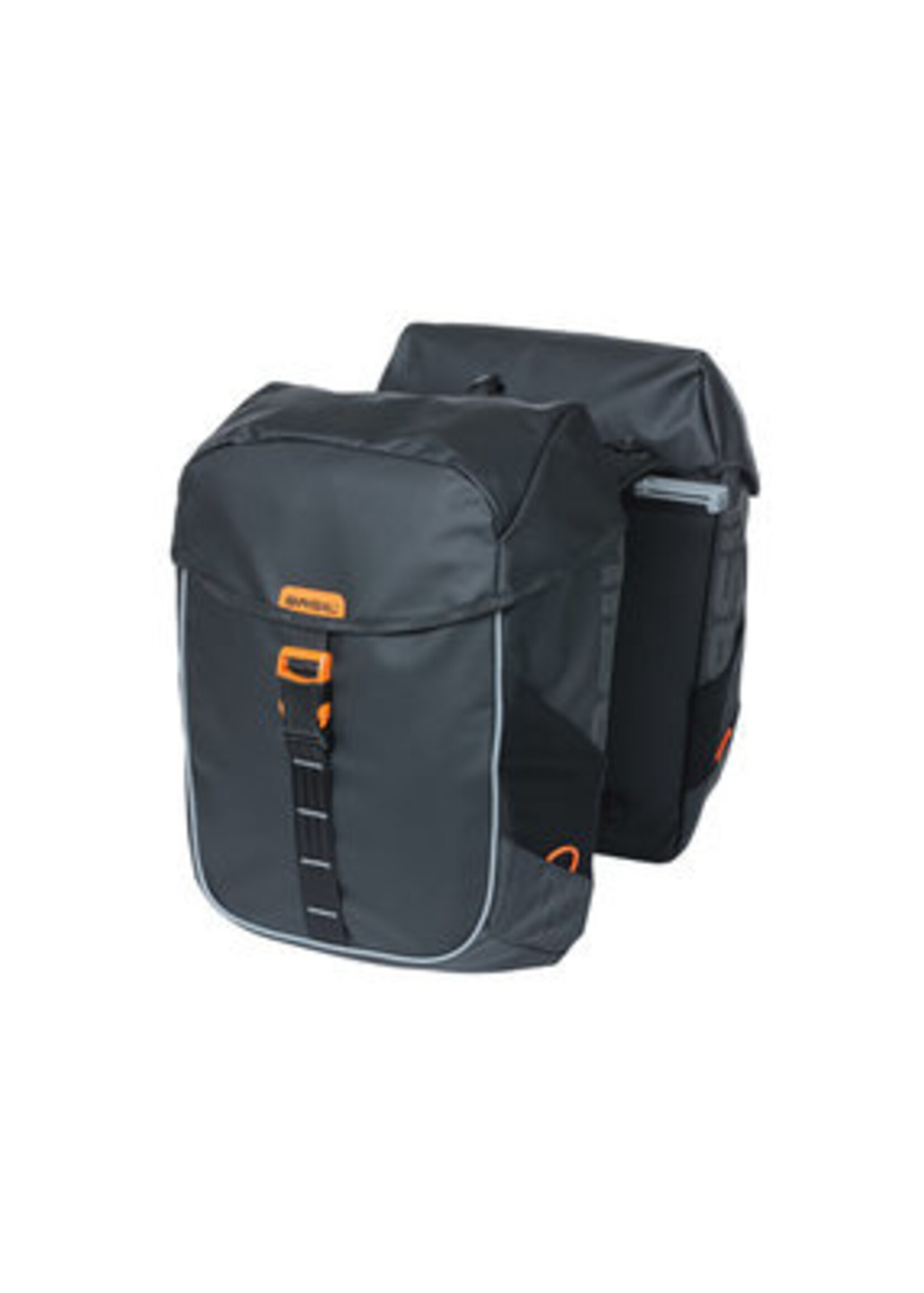 BASIL BAG  PANNIER MILES TARPAULIN DOUBLE MIK BK/OR