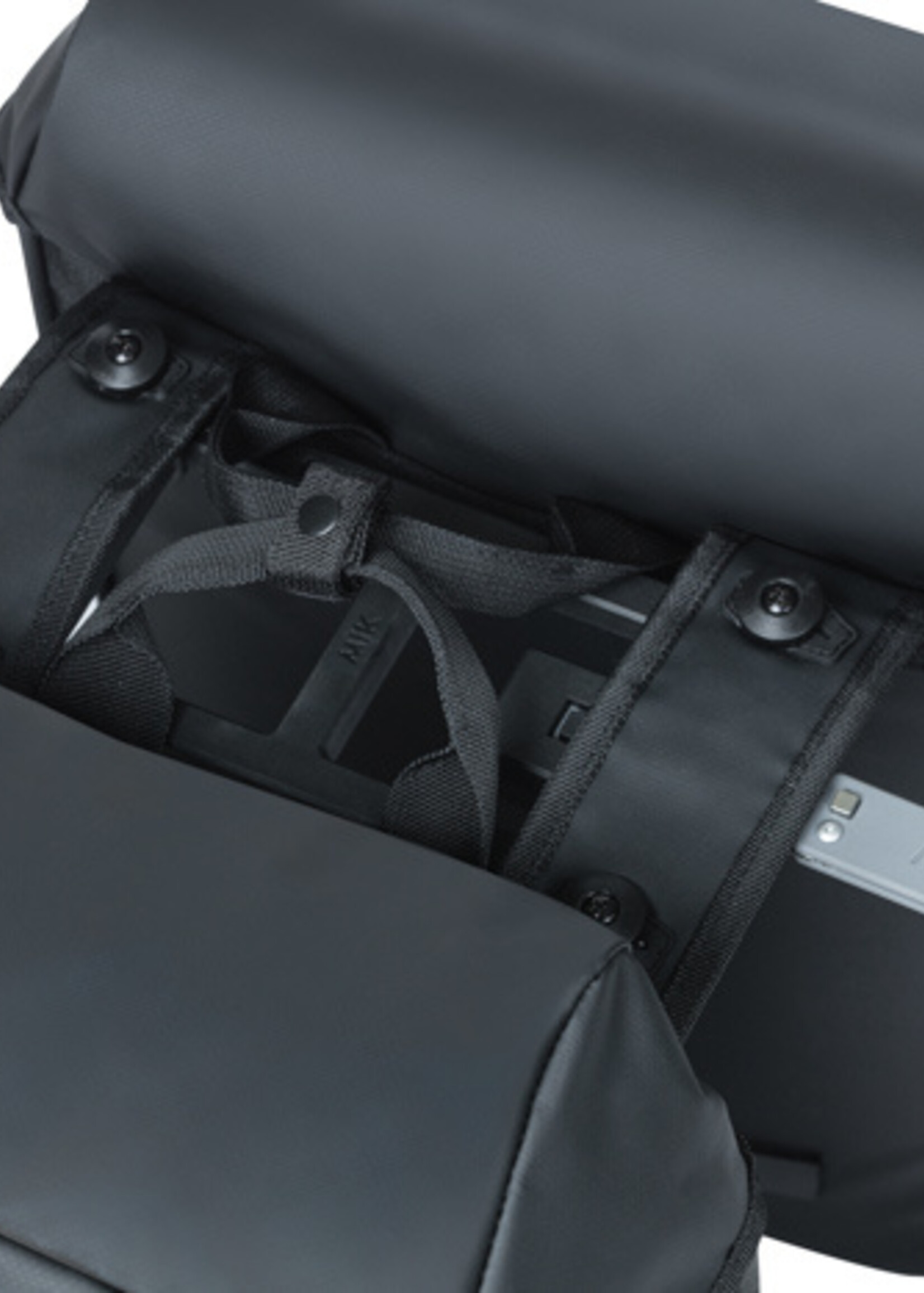 BASIL BAG  PANNIER MILES TARPAULIN DOUBLE MIK BK/OR