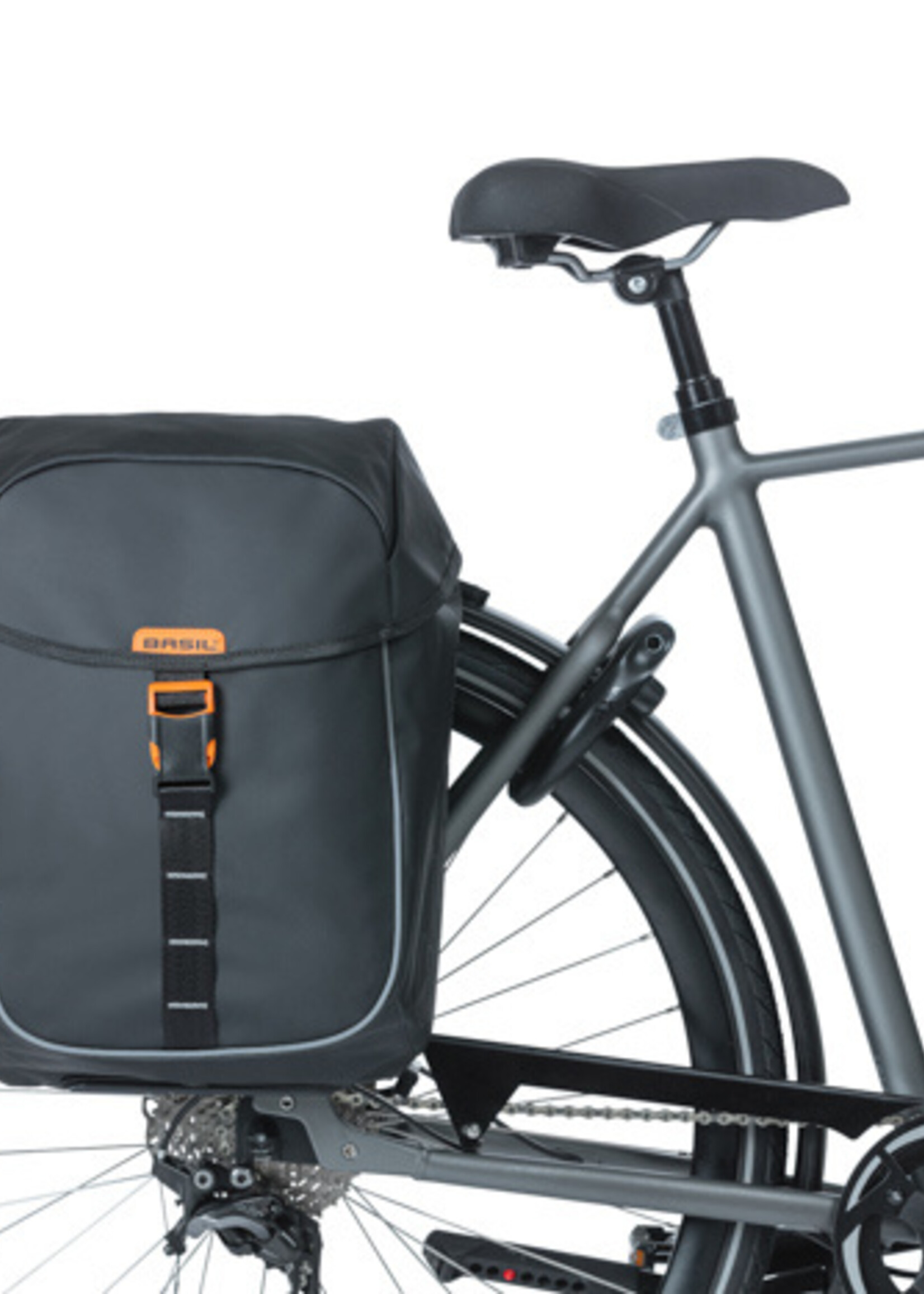 BASIL BAG  PANNIER MILES TARPAULIN DOUBLE MIK BK/OR