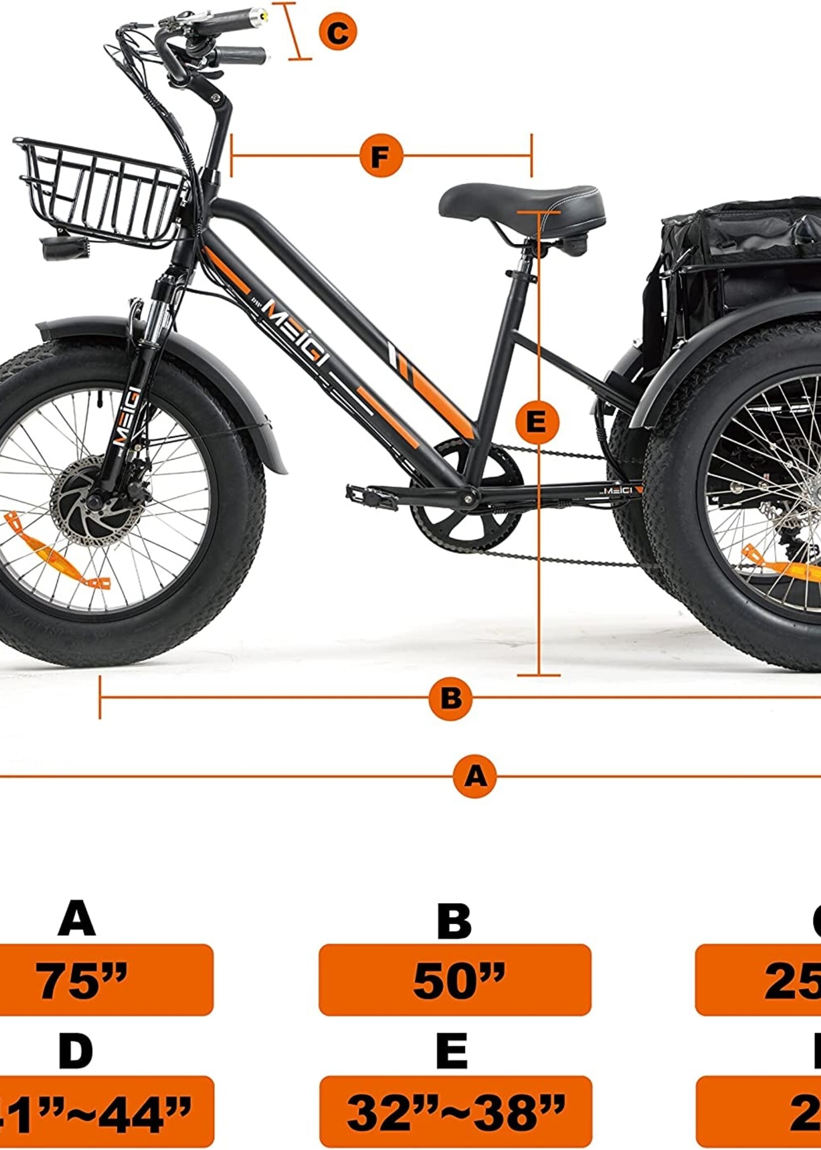 DW MEIGI FAT TIRE ELECTRIC TRICYCLE MG1703 WHITE